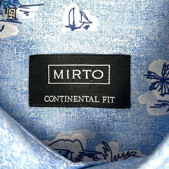 Mirto Spain Button Down Shirt Blue Cotton Nautical Print Size Men’s XXL NWOT - Picture 12 of 15